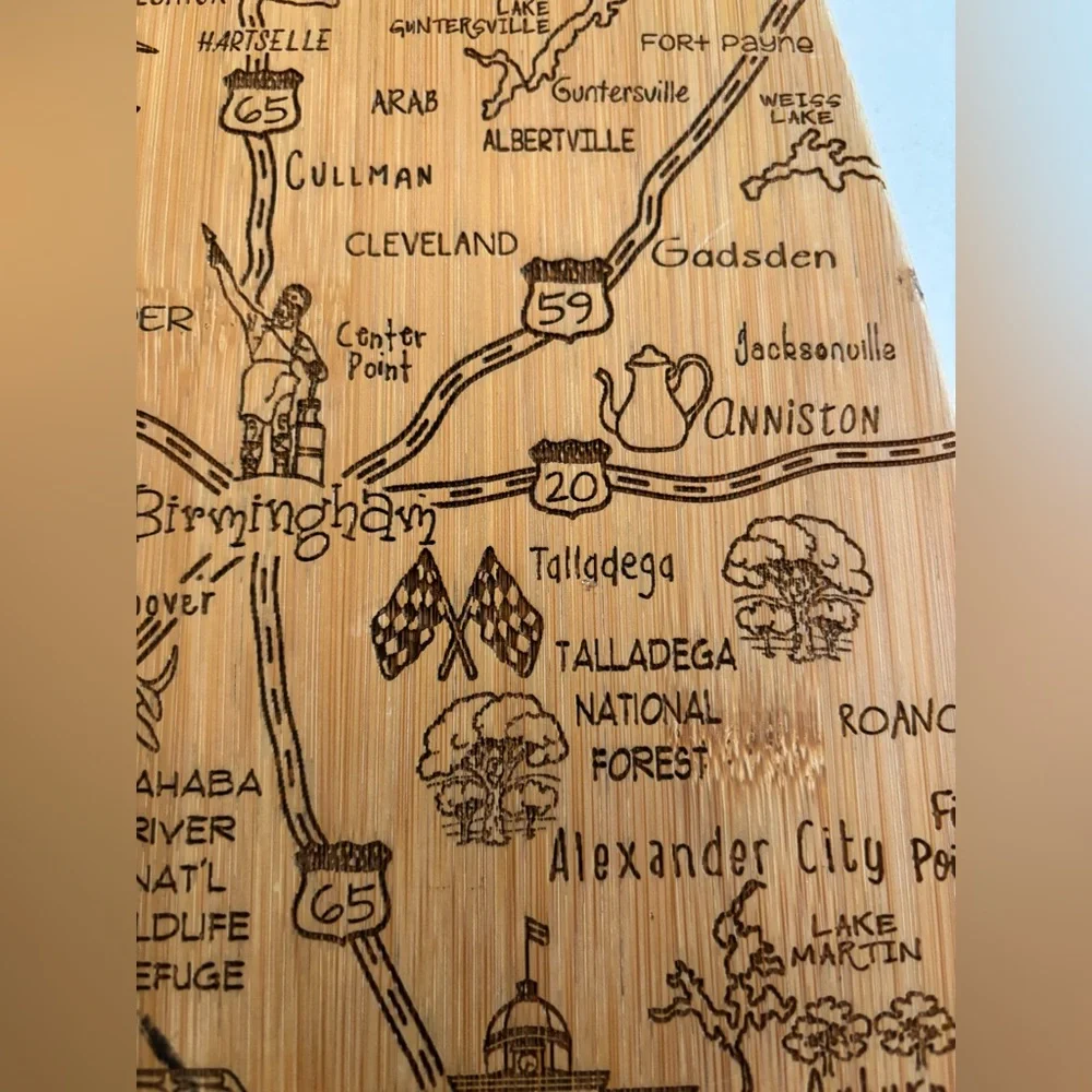 Alabama Landmarks Bamboo Cutting Board